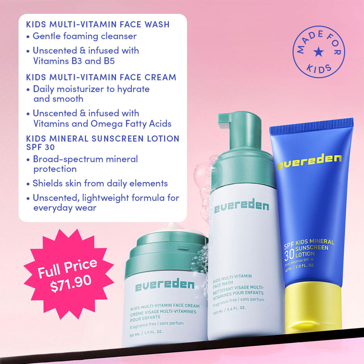 Evereden Kids Face Cream front view with packaging