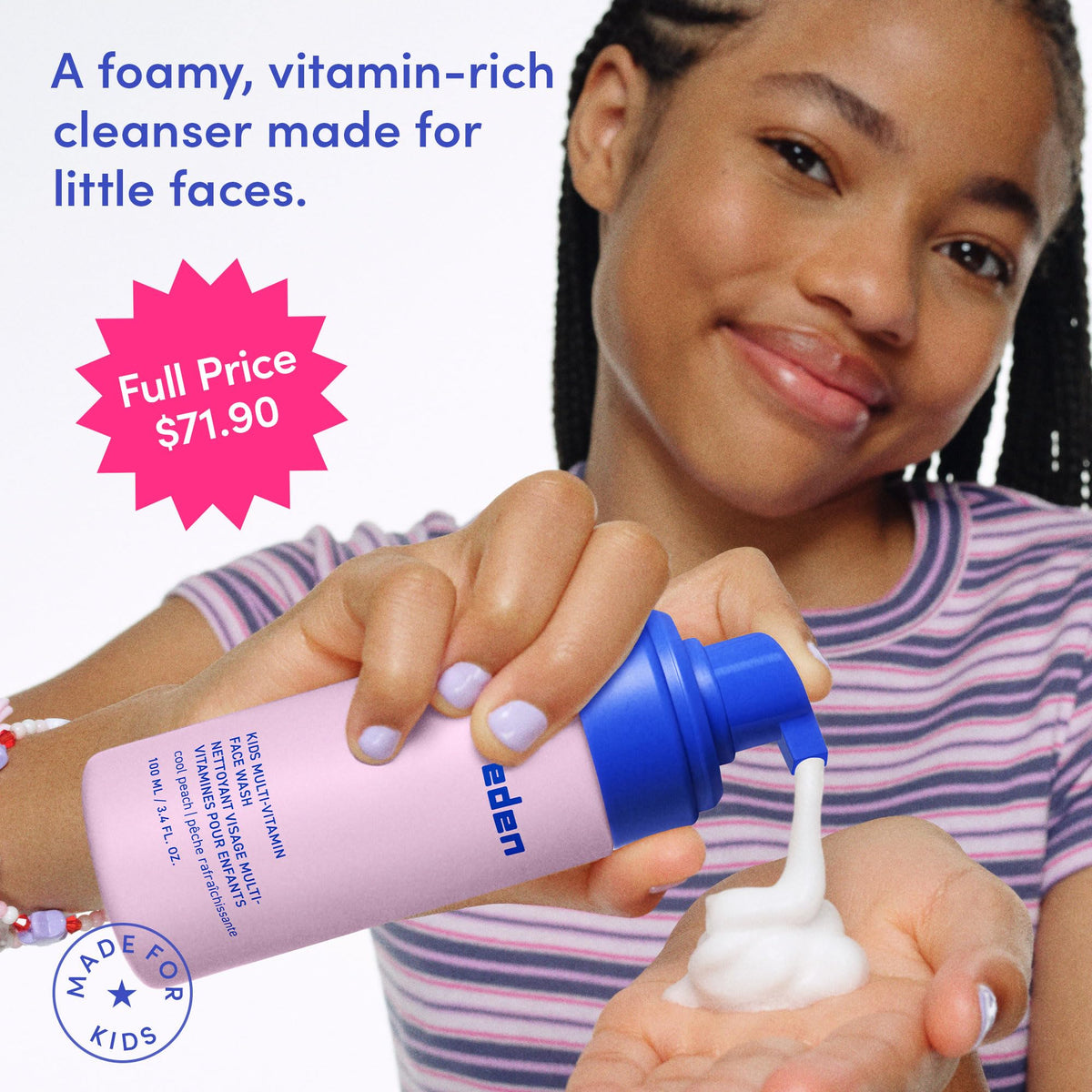 Evereden Kids Face Wash texture on hand