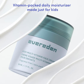 Evereden Kids Skincare Set with a child smiling in the background