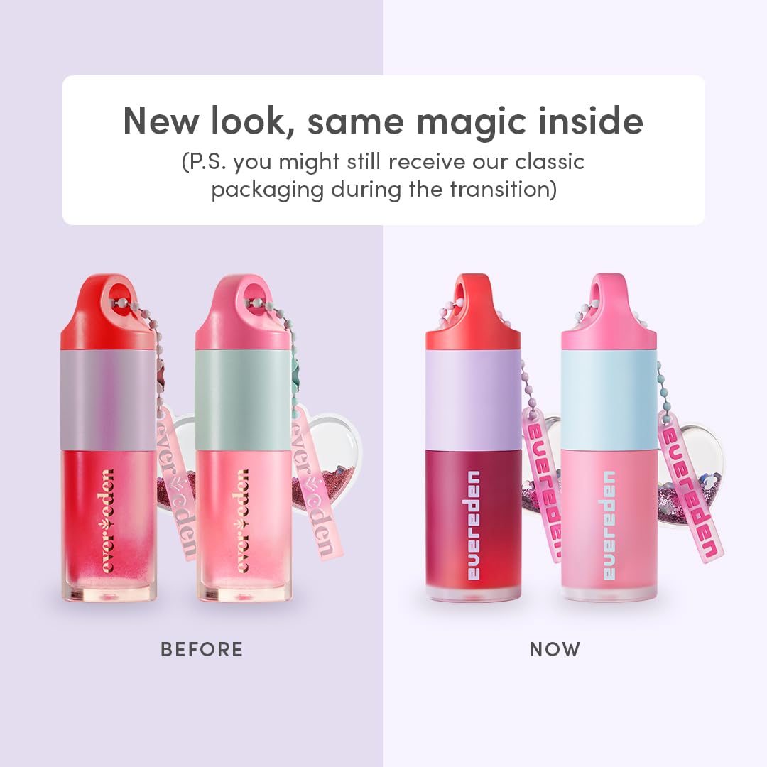 Evereden Kids Tinted Lip Oil with glitter heart keychain