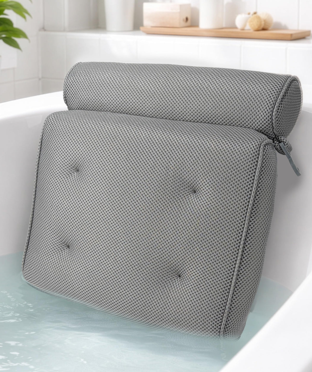 Everlasting Comfort Bath Pillow front view in gray