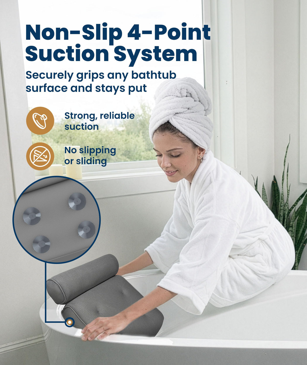 Everlasting Comfort Bath Pillow side view showing built-in pocket