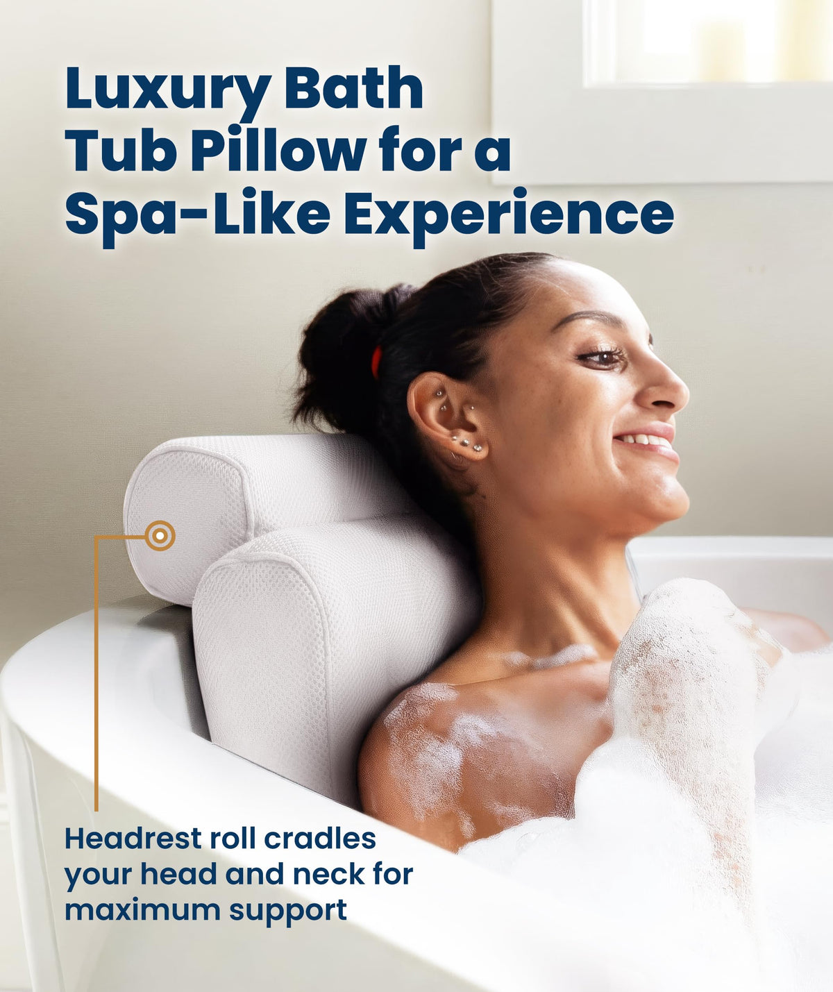 Everlasting Comfort Bath Pillow side view showing suction cups