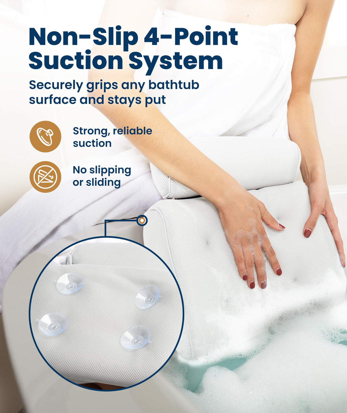 Everlasting Comfort Bath Pillow with built-in drying hook
