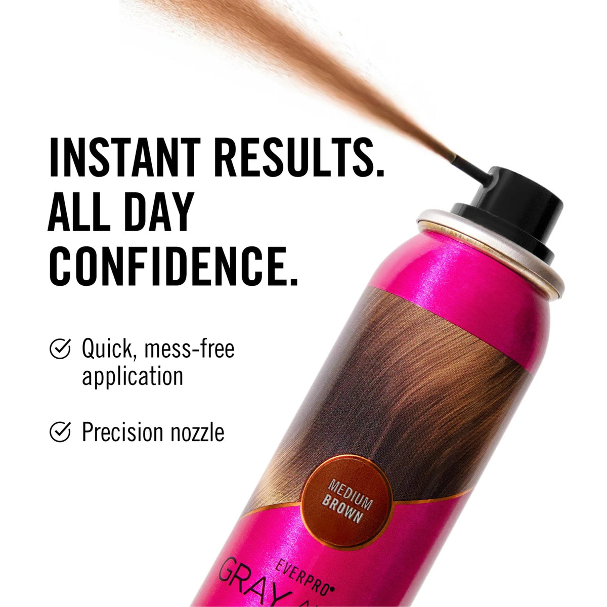 EVERPRO Gray Away Instant Root Cover Up Spray 2.5oz in use on hair