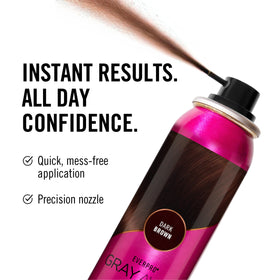 EVERPRO Gray Away Instant Root Cover Up Spray Dark Brown in use on hair