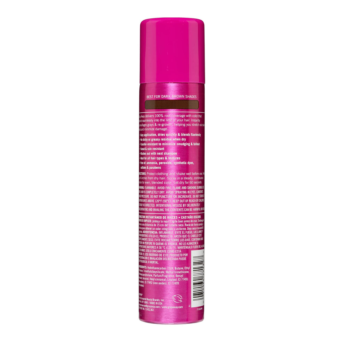 EVERPRO Gray Away Instant Root Cover Up Spray Dark Brown with application instructions