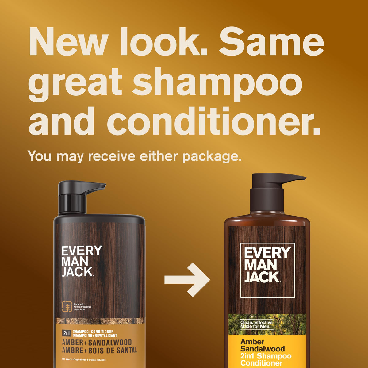Every Man Jack 2-in-1 Shampoo & Conditioner Amber Sandalwood with natural ingredients