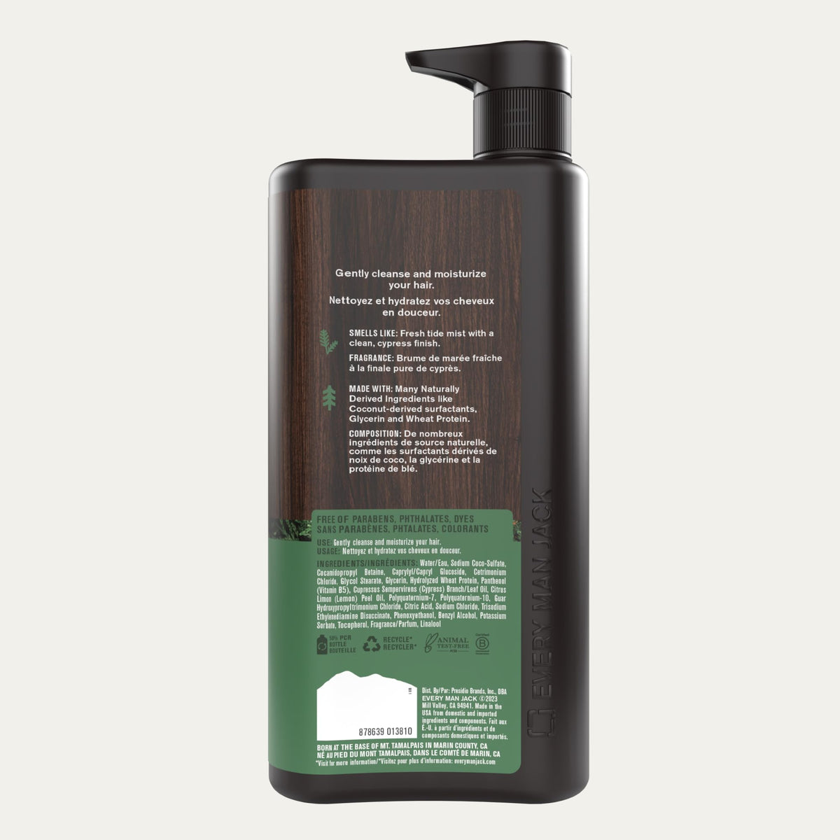 Every Man Jack 2-in-1 Shampoo & Conditioner Pacific Cypress on bathroom shelf