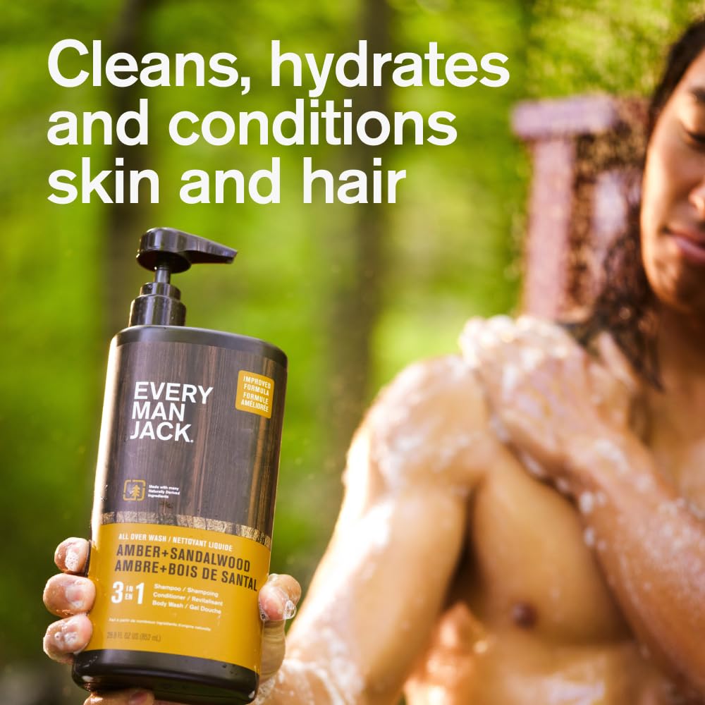 Every Man Jack 3-in-1 Body Wash Amber Sandalwood bottle with label