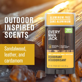 Every Man Jack Aluminum Free Deodorant 3-Pack Amber Sandalwood packaging