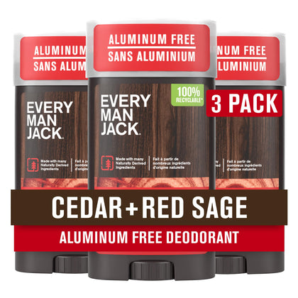 Every Man Jack Aluminum Free Deodorant Cedar Red Sage 3-pack front view