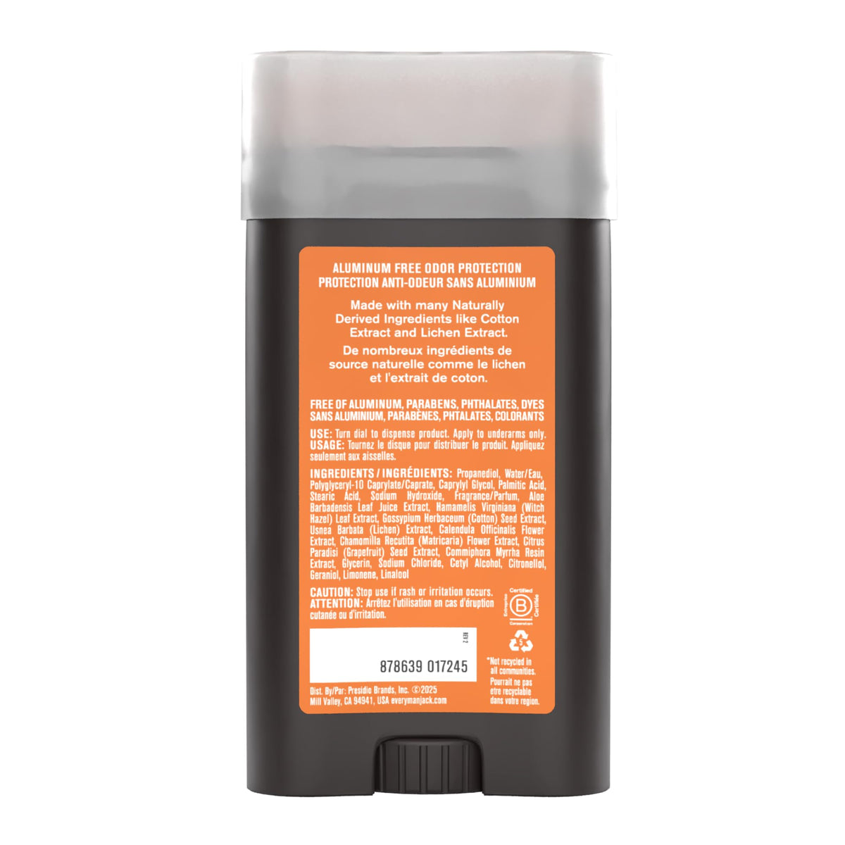 Every Man Jack Aluminum Free Deodorant Citrus Eucalyptus eco-friendly packaging