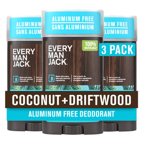 Every Man Jack Aluminum Free Deodorant Coconut Driftwood 3-pack front view