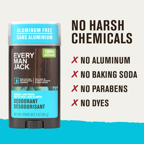 Every Man Jack Aluminum Free Deodorant Coconut Driftwood on a wooden surface