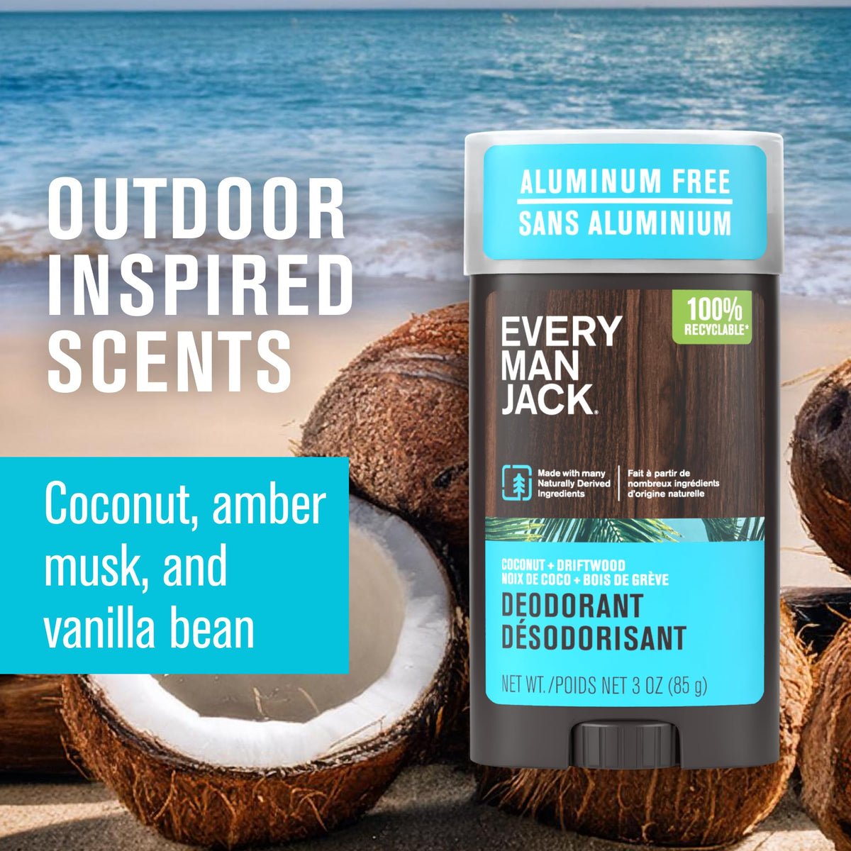 Every Man Jack Aluminum Free Deodorant Coconut Driftwood packaging