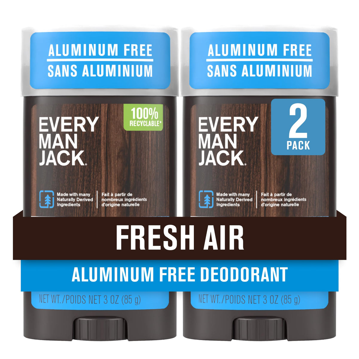 Every Man Jack Aluminum Free Deodorant Fresh Air packaging front view