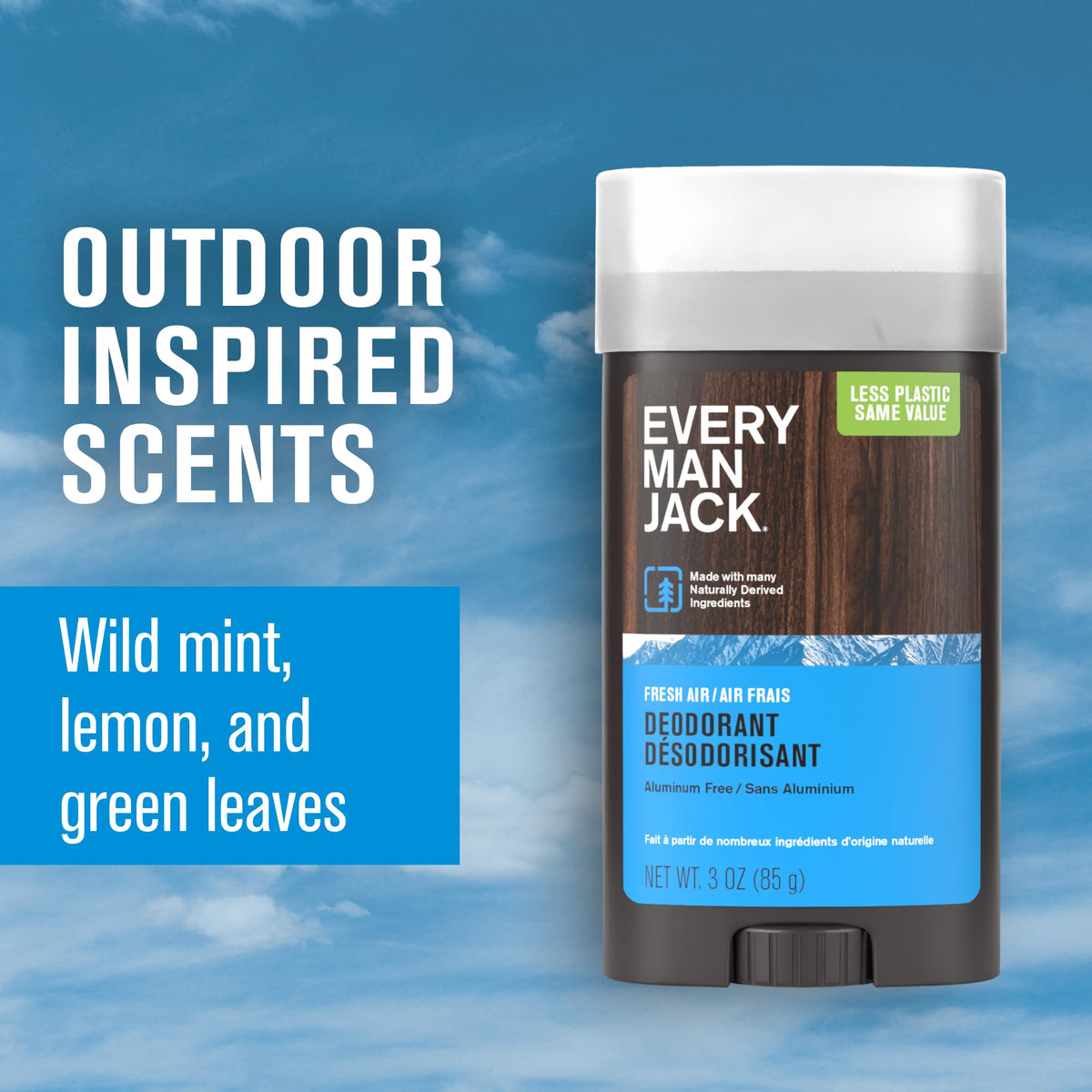 Every Man Jack Aluminum Free Deodorant Fresh Air showing ingredients