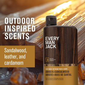 Every Man Jack Amber Sandalwood Body Wash side view showing pump