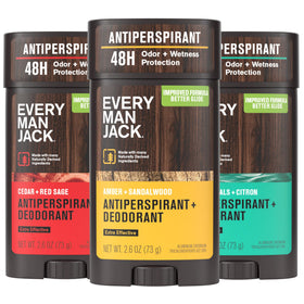 Every Man Jack Antiperspirant Deodorant variety pack with three sticks