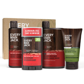 Every Man Jack Bath and Body Shower Gift Set Cedar Red Sage front view
