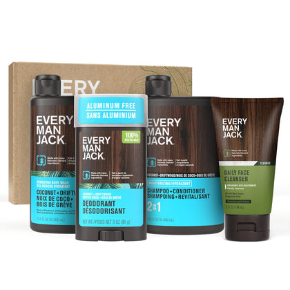 Every Man Jack Bath and Body Shower Gift Set Coconut Driftwood front view