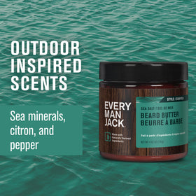 Every Man Jack Beard Butter displayed with natural ingredients