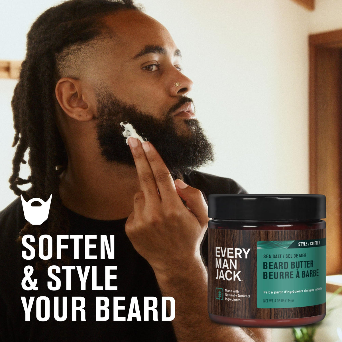 Every Man Jack Beard Butter side view showing packaging details