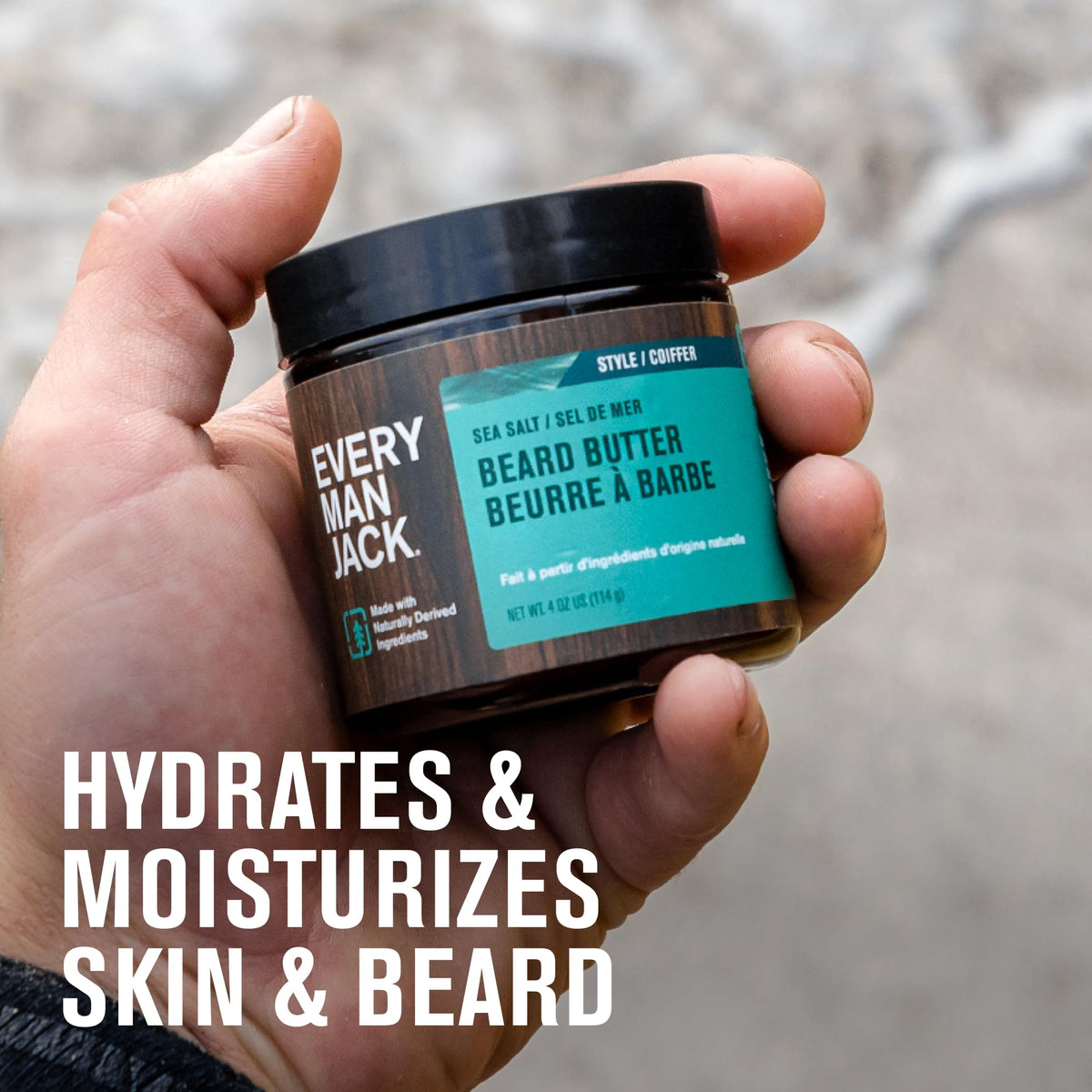 Every Man Jack Beard Butter texture close-up on hand
