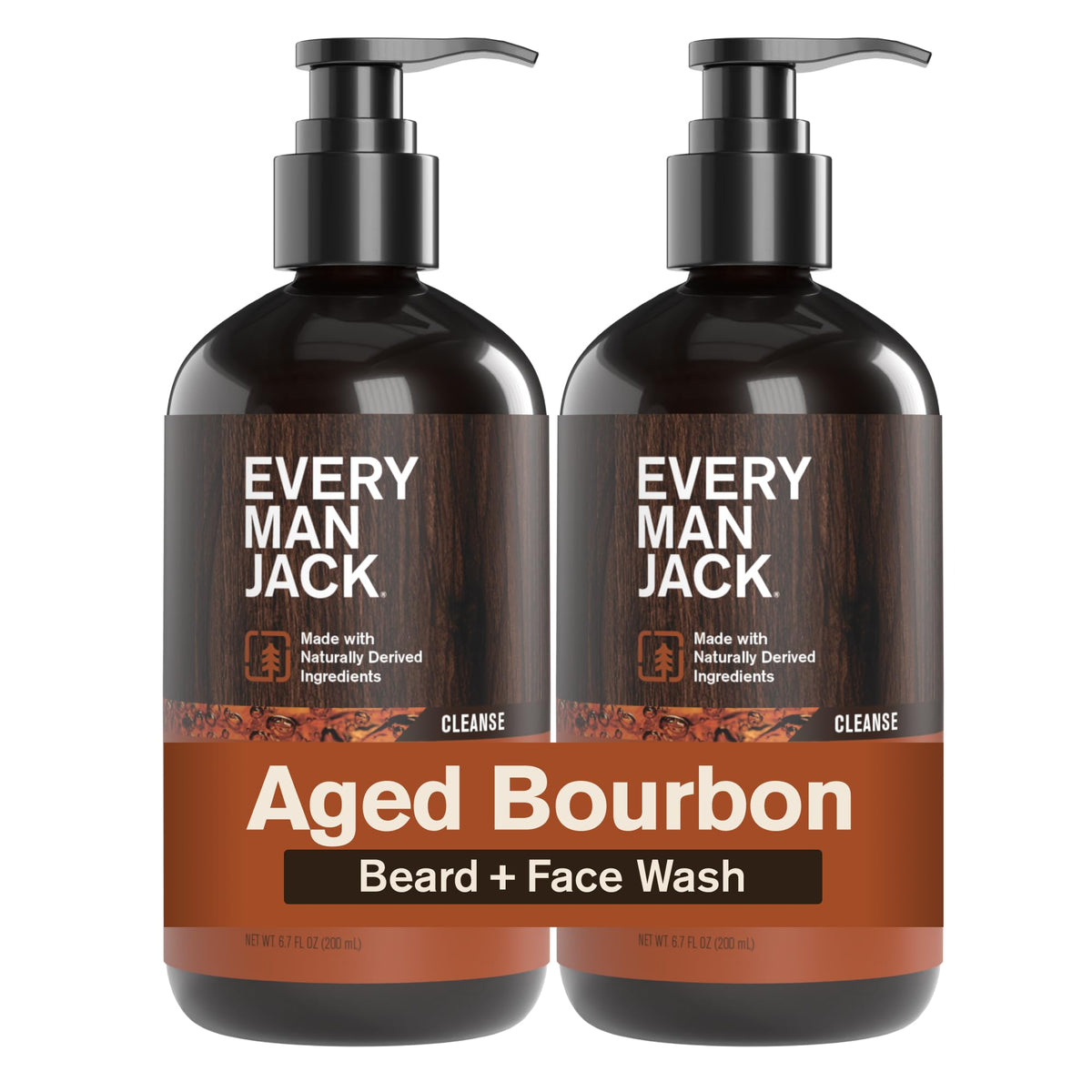 Every Man Jack Beard + Face Wash Aged Bourbon 6.7 fl. oz front view