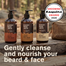Every Man Jack Beard + Face Wash Aged Bourbon variant close-up
