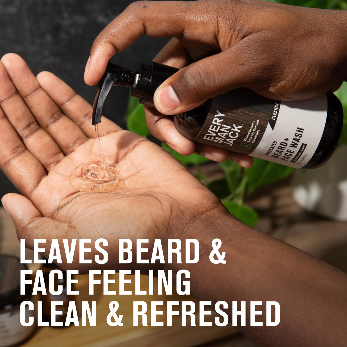 Every Man Jack Beard + Face Wash in use on a beard