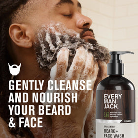 Every Man Jack Beard + Face Wash packaging side view