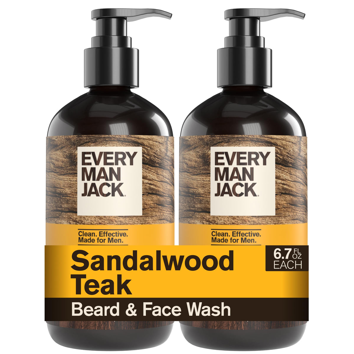 Every Man Jack Beard + Face Wash Sandalwood 6.7 fl oz front view