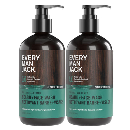 Every Man Jack Beard + Face Wash Sea Salt 2 pack front view