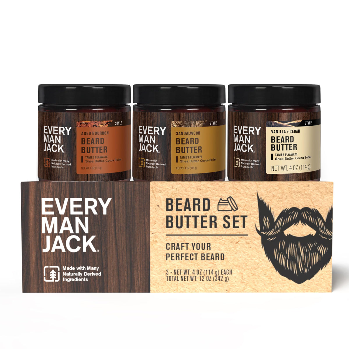 Every Man Jack Beard Softening Butter Gift Set with three scents