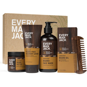 Every Man Jack Complete Beard Care Kit Sandalwood Teak front view