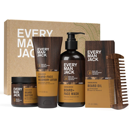 Every Man Jack Complete Beard Care Kit Sandalwood Teak front view