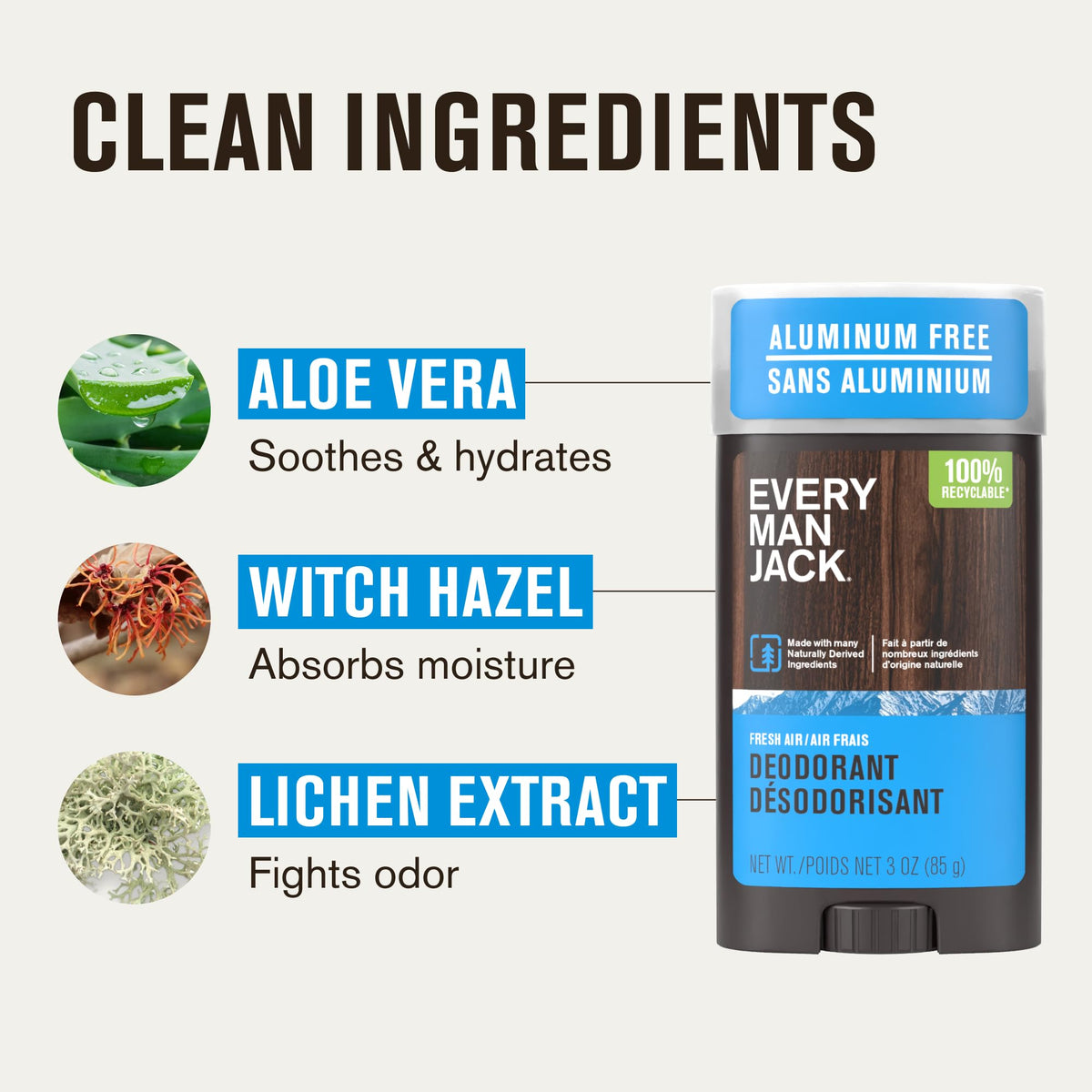Every Man Jack deodorant with fresh mint and citrus scent