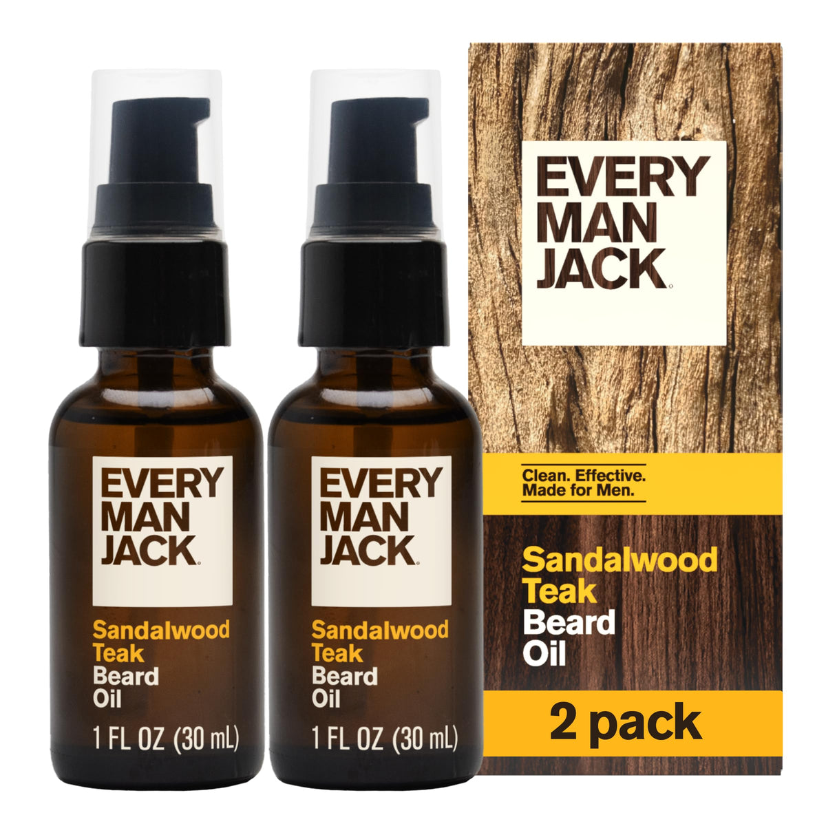 Every Man Jack Hydrating Beard Oil 1oz Sandalwood Teak front view