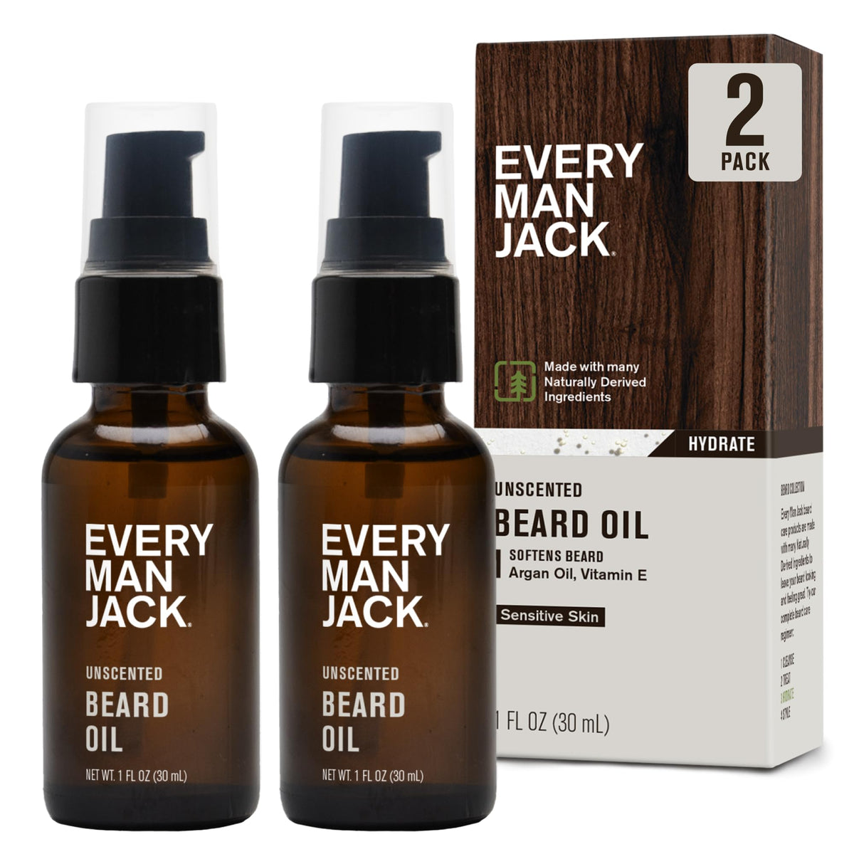 Every Man Jack Hydrating Beard Oil Unscented 1oz front view