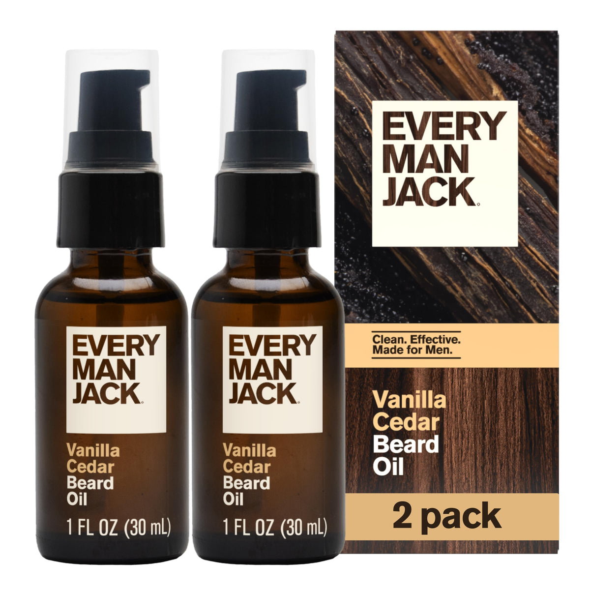 Every Man Jack Hydrating Beard Oil Vanilla Cedar front view