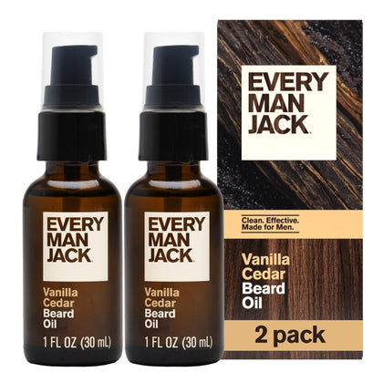 Every Man Jack Hydrating Beard Oil Vanilla Cedar front view