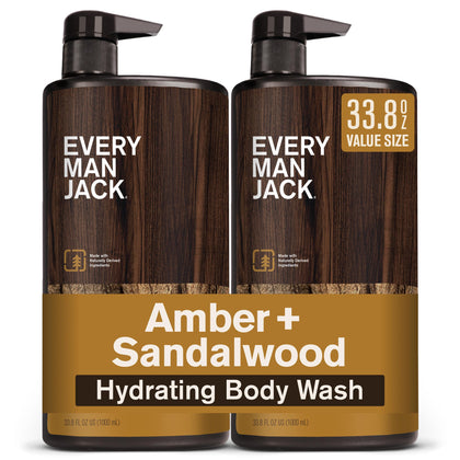 Every Man Jack Hydrating Body Wash Amber Sandalwood front view