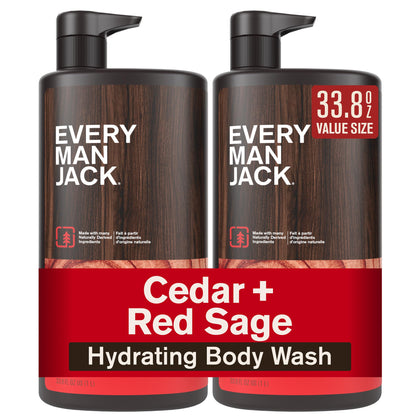 Every Man Jack Hydrating Body Wash Cedar Red Sage 2-pack front view