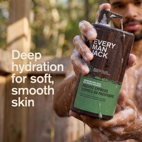 Every Man Jack Hydrating Body Wash lathering on skin