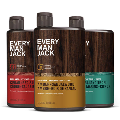 Every Man Jack Hydrating Body Wash Variety Pack 3 bottles front view