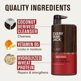 Every Man Jack Men's 2-in-1 Shampoo & Conditioner Cedar Red Sage 24 oz ingredients list