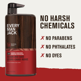 Every Man Jack Men's 2-in-1 Shampoo & Conditioner Cedar Red Sage 24 oz packaging