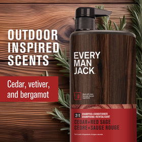 Every Man Jack Men's 2-in-1 Shampoo & Conditioner Cedar Red Sage 24 oz side view